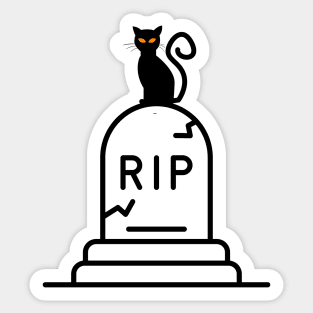 Halloween Black Cat on Gravestone Sticker